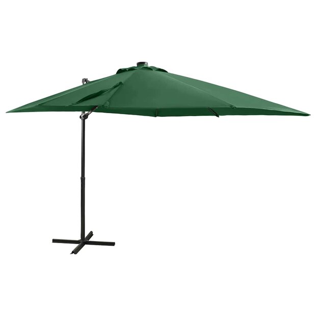 Zweefparasol met paal en LED-verlichting 250 cm groen 1