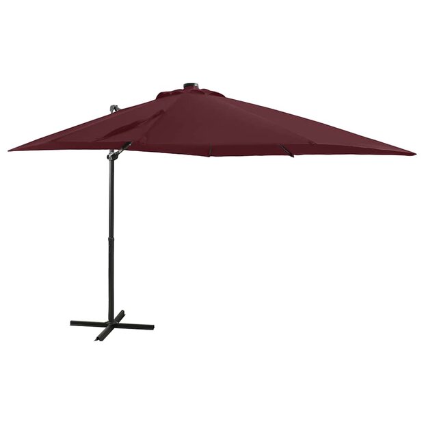 Zweefparasol met paal en LED-verlichting 250 cm bordeauxrood 1