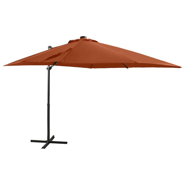Zweefparasol met paal en LED-verlichting 250 cm terracottakleur 1