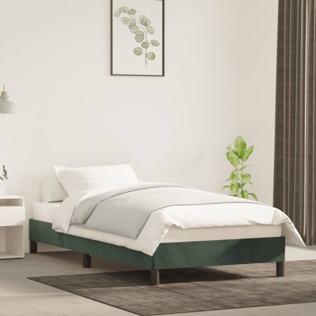 Bedframe zonder matras 90x190 cm fluweel donkergroen 1