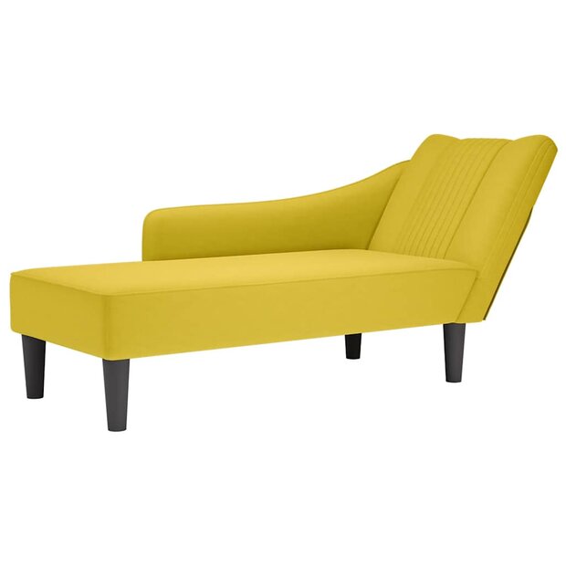 Chaise longue met rechterarmleuning fluweel geel 1