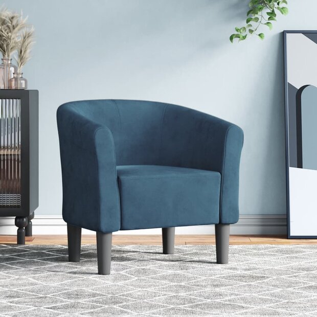 Kuipstoel fluweel donkerblauw 1