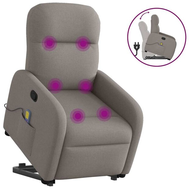 Sta-op-massagestoel verstelbaar stof taupe 1