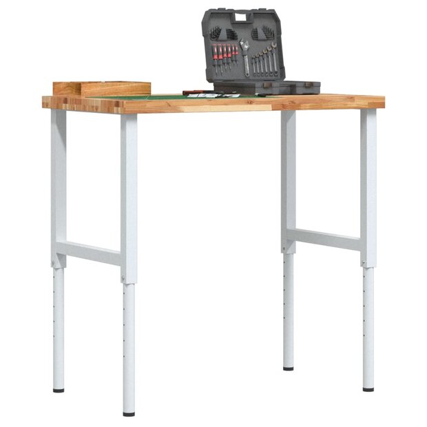 Werkbank rechthoekig 100x60x(73-99,5) cm massief acaciahout 1