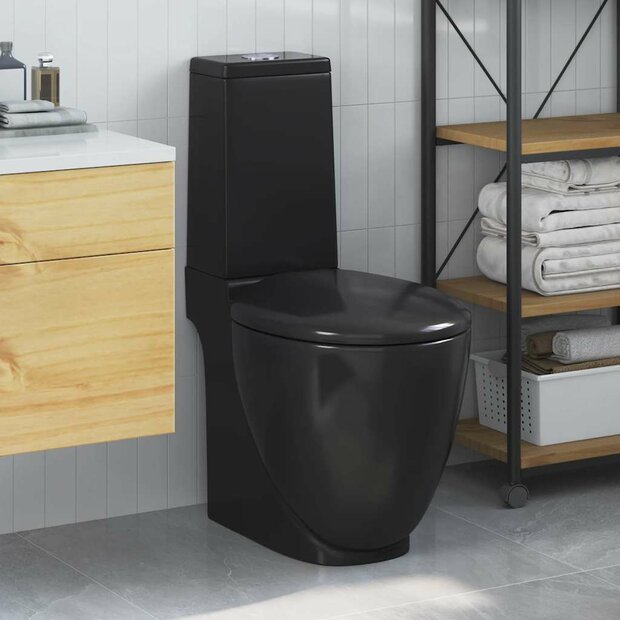 Toilet rond afvoer onder keramiek zwart 1