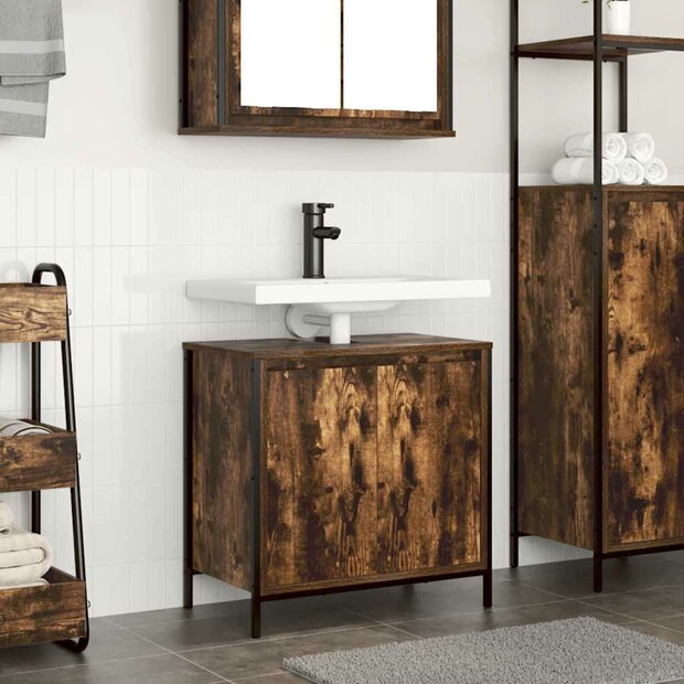 Badkamerkast 60x34,5x60 cm gerookt eikenkleurig 1