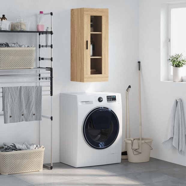 Wandkast 34,5x34x90 cm sonoma eikenkleurig 1
