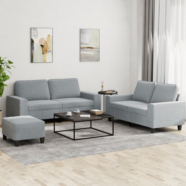 3-delige Loungeset stof lichtgrijs 1