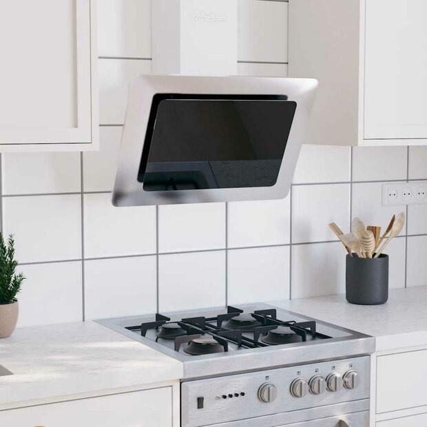 Wandafzuigkap 60 cm roestvrij staal gehard glas zilverkleurig 1