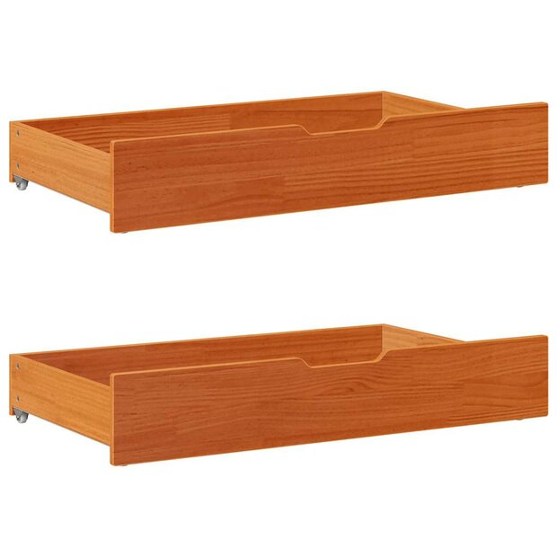 Bedlades 2 st 95x55x17 massief grenenhout wasbruin 1