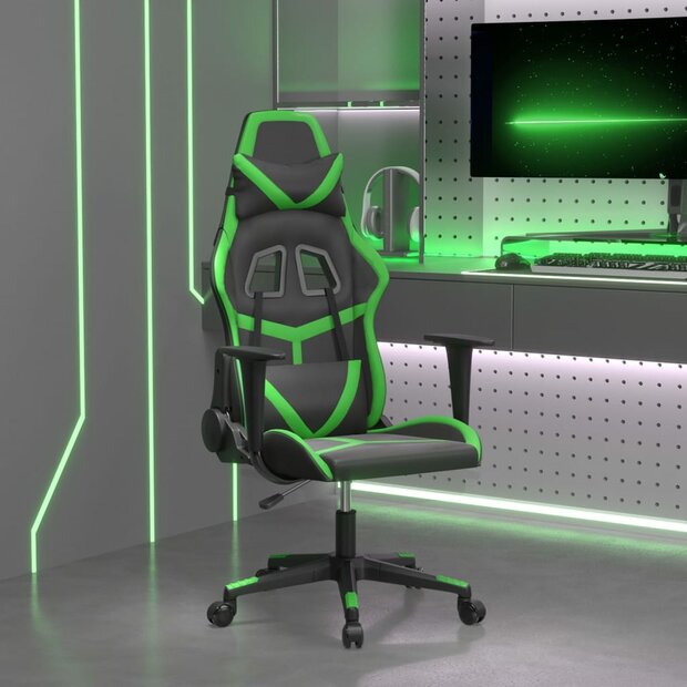 Massage gamestoel kunstleer zwart en groen 1