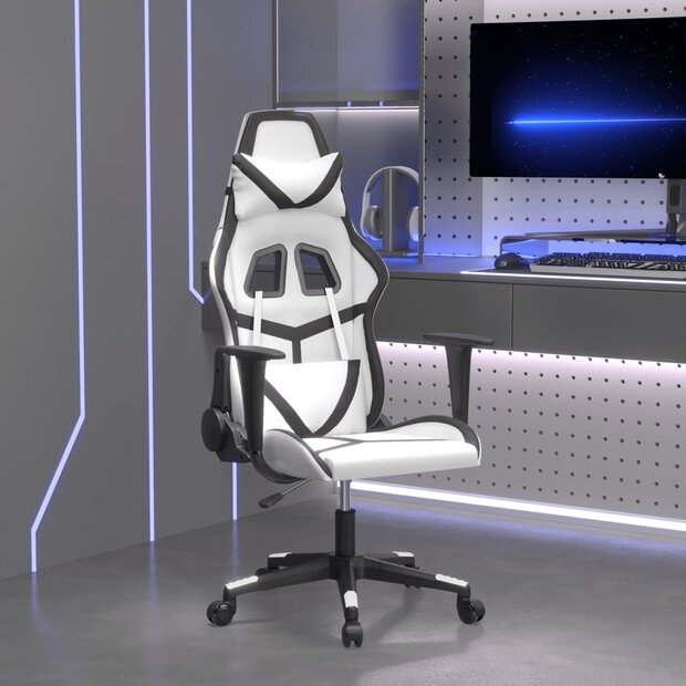 Massage gamestoel kunstleer wit en zwart 1
