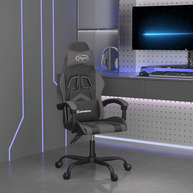 Gamestoel draaibaar kunstleer zwart en grijs 1