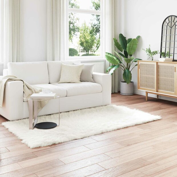 Nep Schapenvacht Tapijt Tafalla Wit 80 x 200 cm Polyester 1