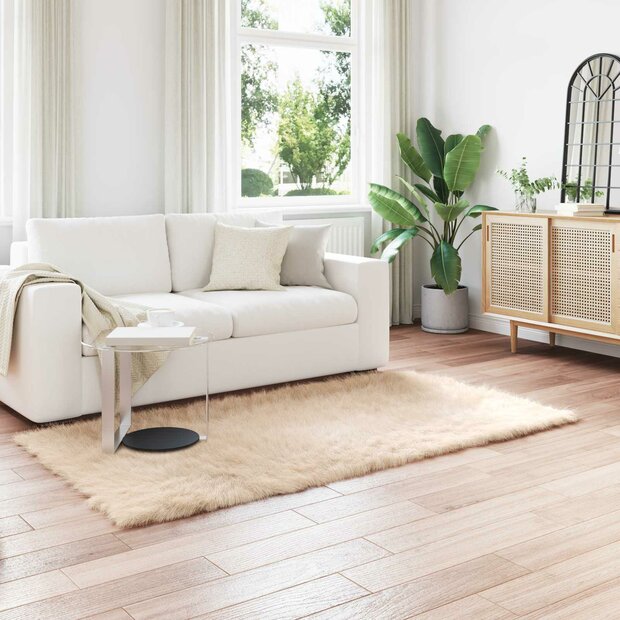 Nep Schapenvacht Tapijt Tafalla Beige 80 x 200 cm Polyester 1