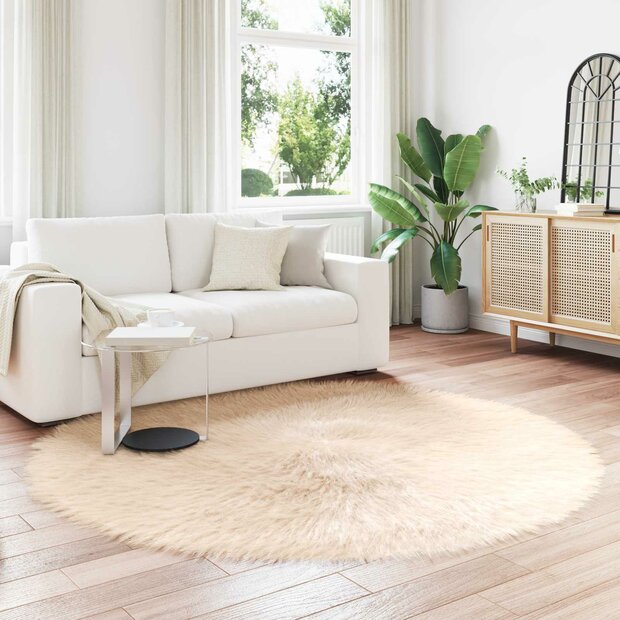 Nep Schapenvacht Tapijt Tafalla Beige &Oslash; 160 cm Polyester 1