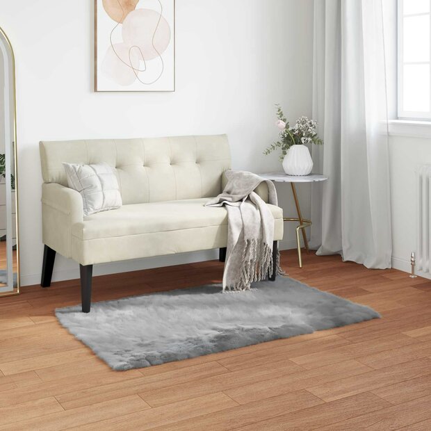 Nep Schapenvacht Tapijt Tafalla Grijs 60 x 110 cm Polyester 1