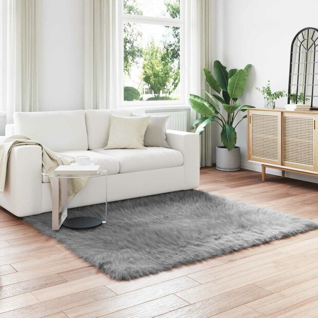 Nep Schapenvacht Tapijt Tafalla Grijs 120 x 120 cm Polyester 1