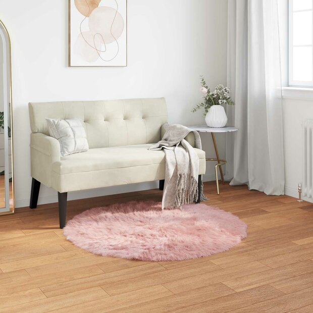 Nep Schapenvacht Tapijt Tafalla Roze &Oslash; 80 cm Polyester 1