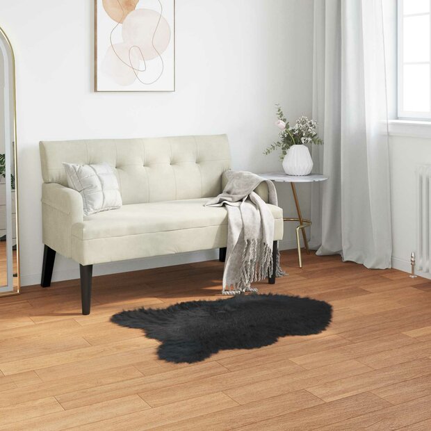 Nep Schapenvacht Tapijt Tafalla Zwart 50 x 80 cm Polyester 1