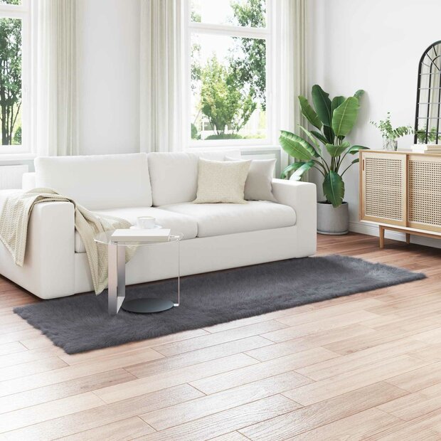 Nep Schapenvacht Tapijt Tafalla Antraciet 80 x 250 cm Polyester 1