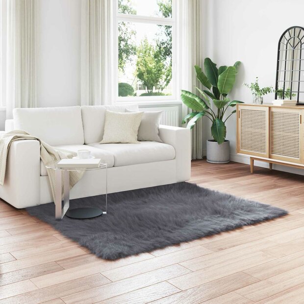 Nep Schapenvacht Tapijt Tafalla Antraciet 120 x 120 cm 1