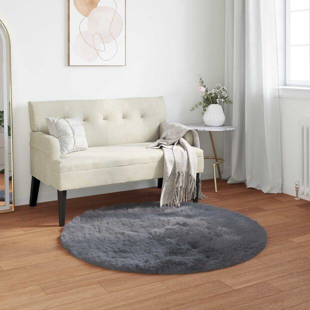 Nep Schapenvacht Tapijt Tafalla Antraciet &Oslash; 100 cm Polyester 1