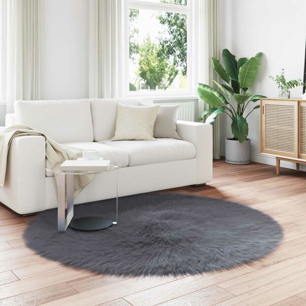 Nep Schapenvacht Tapijt Tafalla Antraciet &Oslash; 160 cm Polyester 1