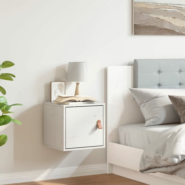 Wandkast 31,5x30x30 cm massief grenenhout wit 1
