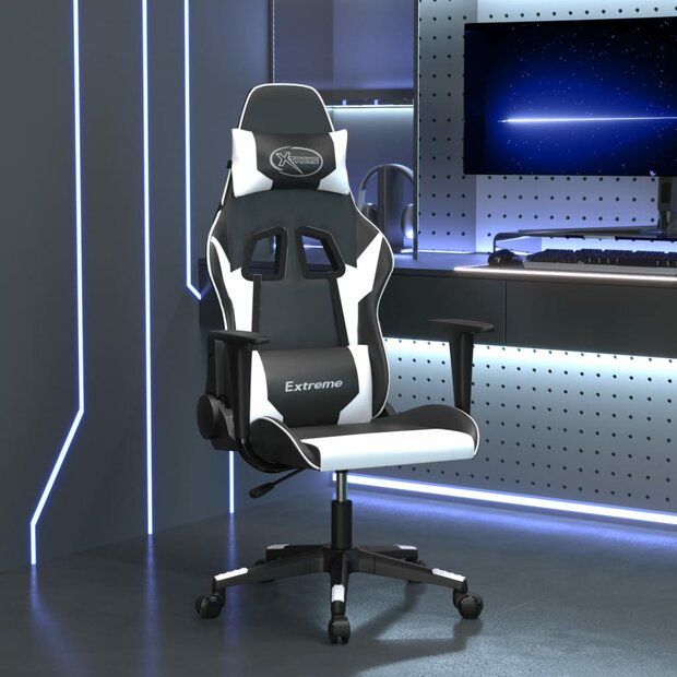 Massage gamestoel kunstleer zwart en wit 1