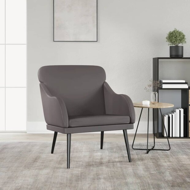 Fauteuil 63x76x80 cm kunstleer grijs 1