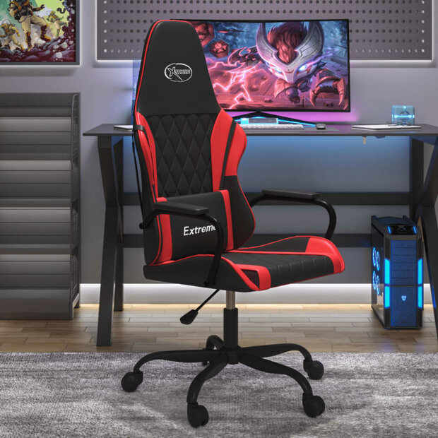 Massage gamestoel kunstleer zwart en rood 1