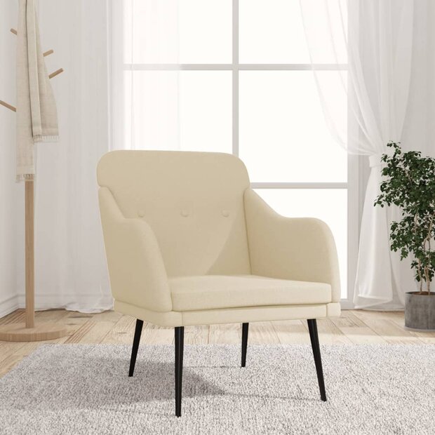 Fauteuil 63x76x80 cm stof cr&egrave;mekleurig 1