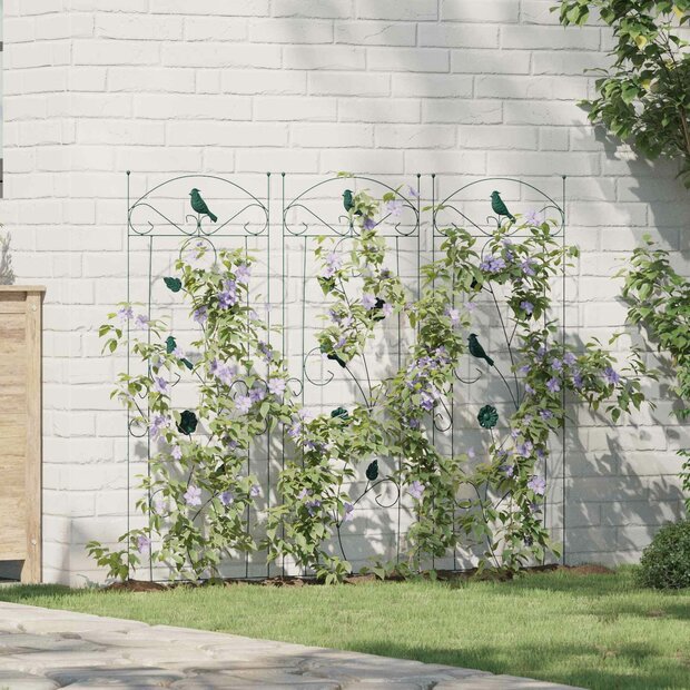 Tuinhek Latwerk 3 pcs Groen 112 x 40 cm Staal 1