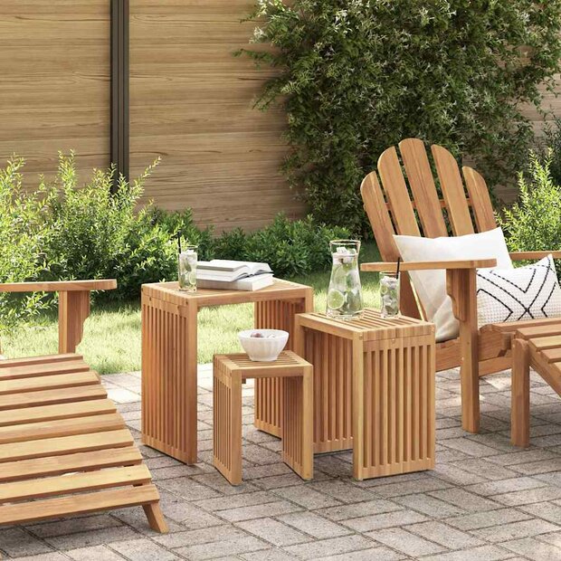 Tuin Bijzettafel 3 pcs Bruin 33 x 44,5 x 51 cm Massief Teakhout 1