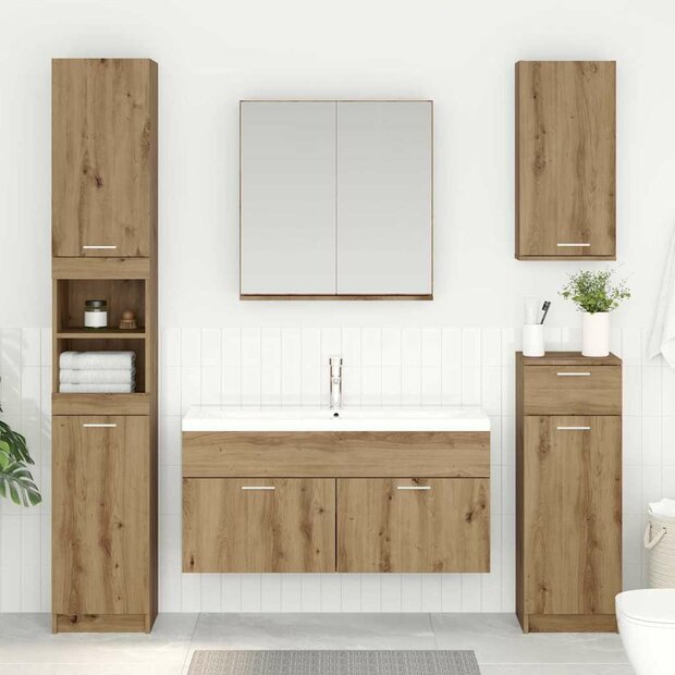 Wastafelkast met opslag met de deur Artisan Eiken Bewerkt hout 1