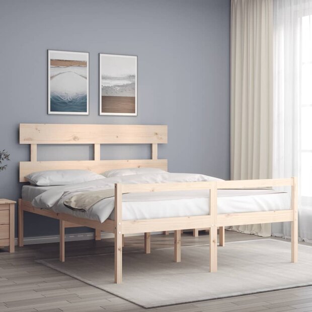 Seniorenbed met hoofdbord massief hout 160x200 cm 1