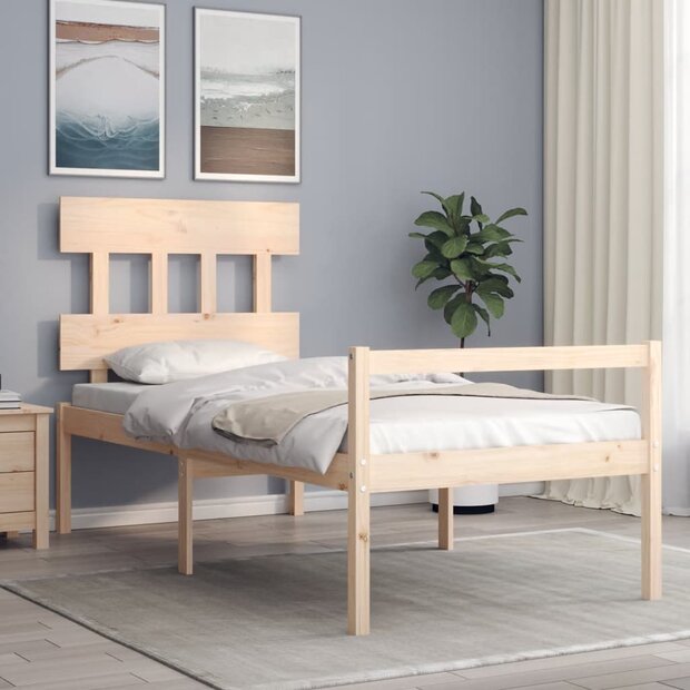 Seniorenbed met hoofdbord massief hout 1