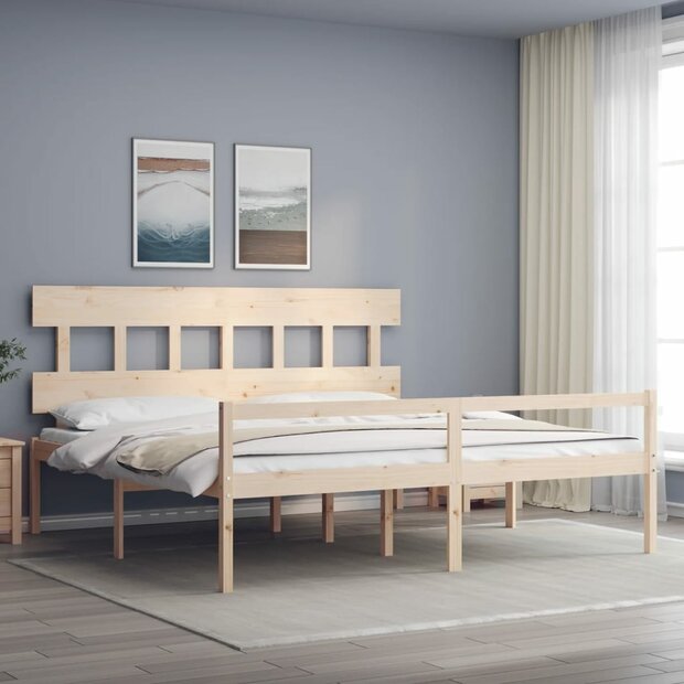 Seniorenbed met hoofdbord massief hout 200x200 cm 1