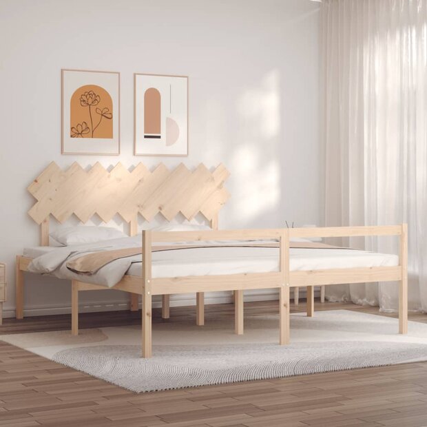 Seniorenbed met hoofdbord massief hout 1