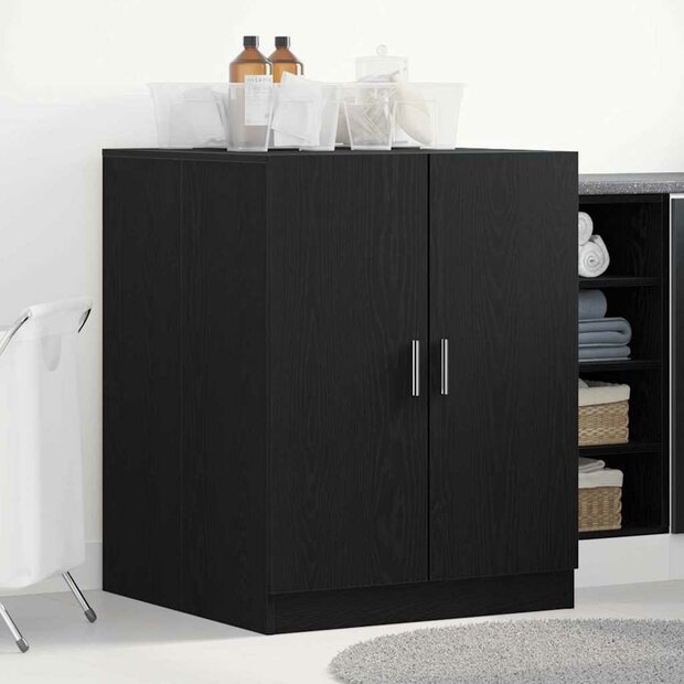 Wasmachinekast met opslag Zwart Eiken 70,5 x 71,5 x 91,5 cm 1