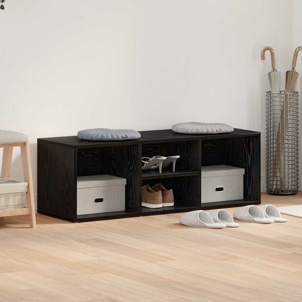 Schoenenbank Zwart Eiken 102 x 35 x 35 cm Bewerkt hout 1