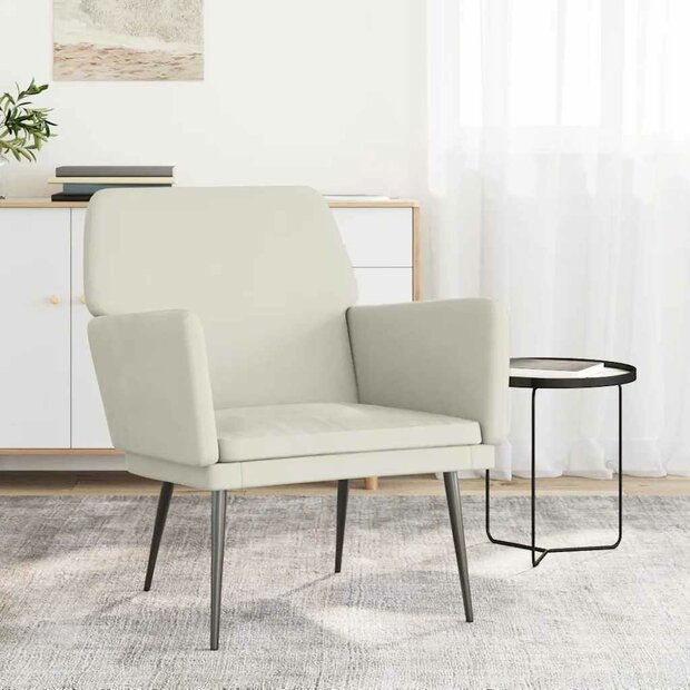 Fauteuil 62x79x79 cm fluweel cr&egrave;mekleurig 1
