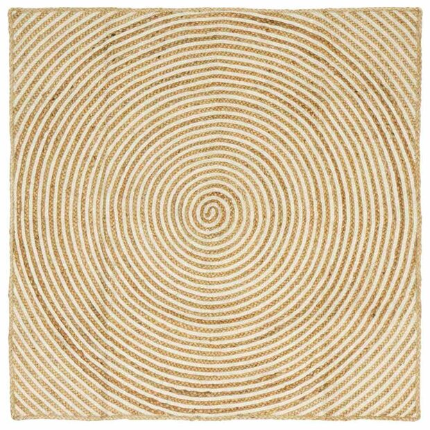 Vloerkleed Natuurlijk en Wit 120 x 120 cm Jute 1