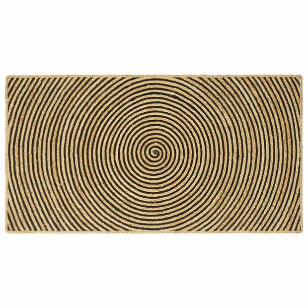 Vloerkleed Natuurlijk en Zwart 80 x 150 cm Jute 1