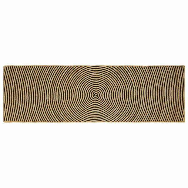Vloerkleed Natuurlijk en Zwart 80 x 250 cm Jute 1