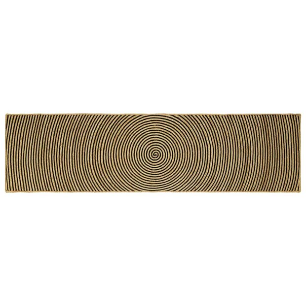 Vloerkleed Natuurlijk en Zwart 80 x 300 cm Jute 1