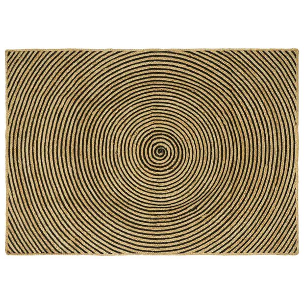 Vloerkleed Natuurlijk en Zwart 120 x 170 cm Jute 1