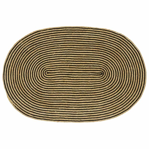 Vloerkleed Natuurlijk en Zwart 122 x 183 cm Jute 1