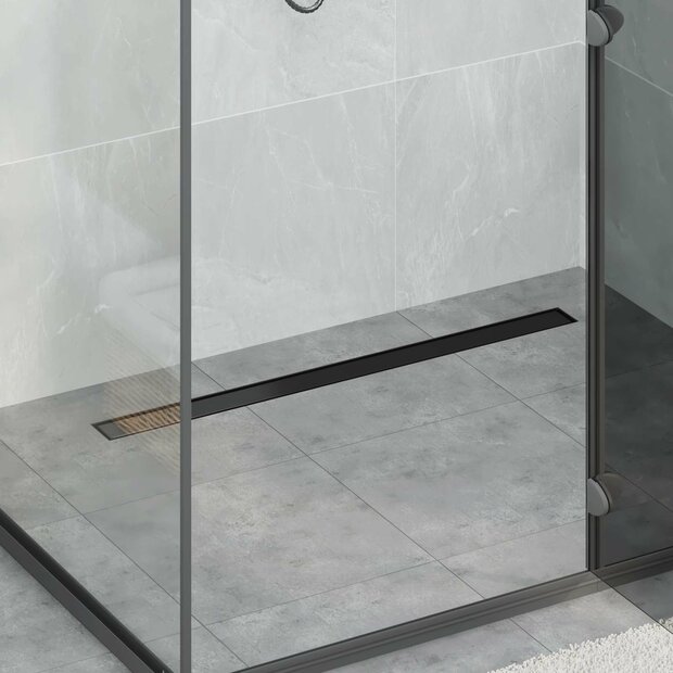 2 in 1 Doucheafvoer Zwart 100 cm Roestvrij staal 304 1